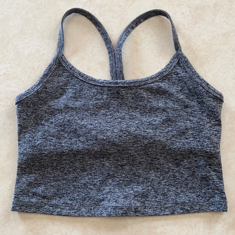 Beyond yoga space dye slim racer back tank in black charcoal size medium
